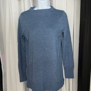 LOFT Blue Relaxed Long Sleeve Mandarin Collar Hoodie